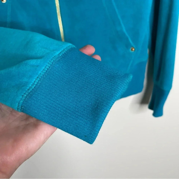 MICHAEL MICHAEL KORS Velvet Zip-Front Track Jacket in cobalt blue Y2K - Picture 6 of 10